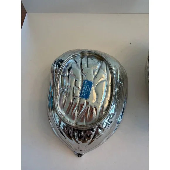Vintage Silver Plate Walnut Shaped Trinket Box, 1970s Home Decor - ,